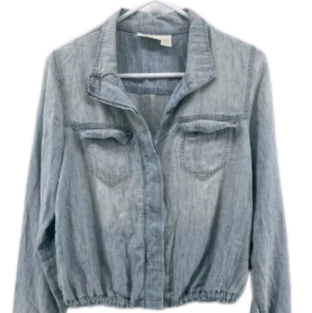 Chicos Blue Linen Blend Jacket 2 Large - Picture 2 of 8